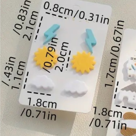 Lightning Cloud Acrylic Earring Set ~ 3 Pairs - Picture 2 of 2
